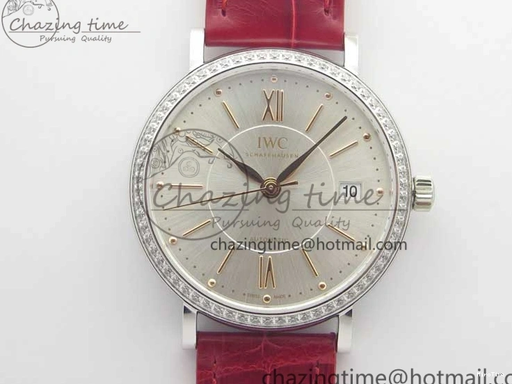 MIROTIME 0317 Portofino Automatic 37 SS M+F 1:1 Best Edition Silver Dial RG Markers on Red Crocodile Strap A Reliable 7154